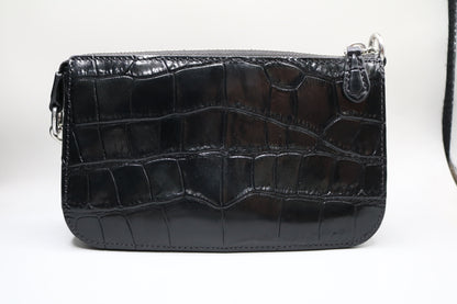 Coach Nolita 19 Mini In Embossed Leather Crocodile/Silver/Black