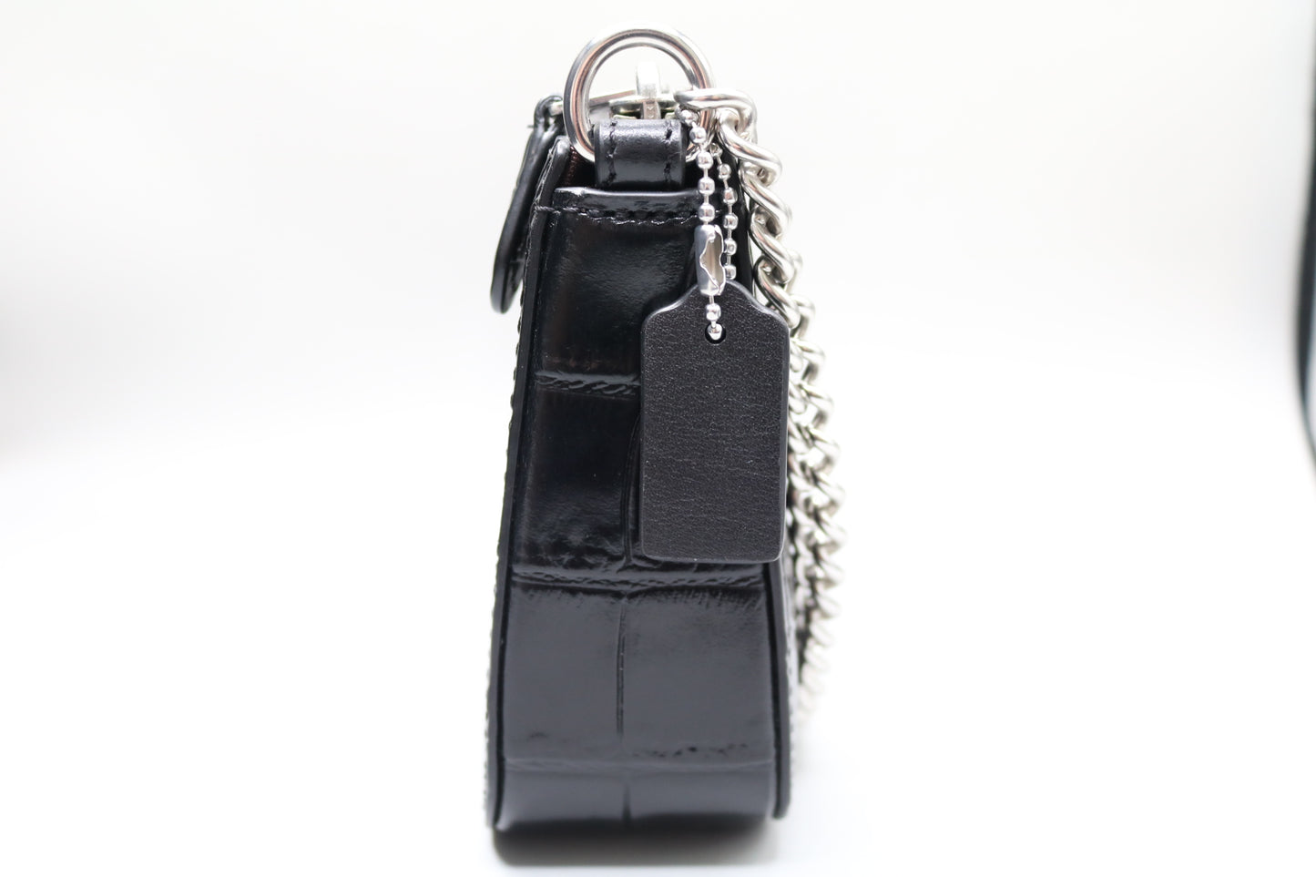 Coach Nolita 19 Mini In Embossed Leather Crocodile/Silver/Black