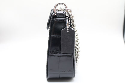 Coach Nolita 19 Mini In Embossed Leather Crocodile/Silver/Black