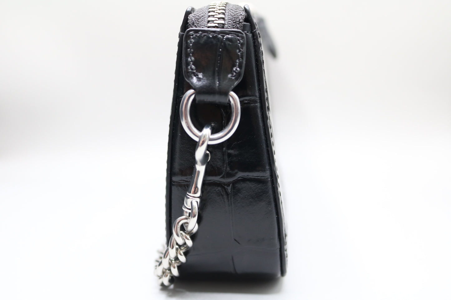 Coach Nolita 19 Mini In Embossed Leather Crocodile/Silver/Black