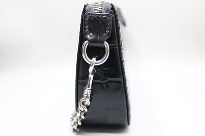 Coach Nolita 19 Mini In Embossed Leather Crocodile/Silver/Black