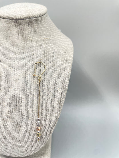 14K Three Tone Box Bead Earrings