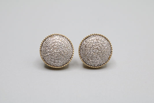 10K Yellow Gold Diamond Cluster Pair Of Earrings (3.6 Grams)