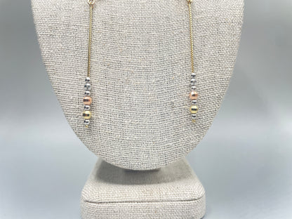 14K Three Tone Box Bead Earrings