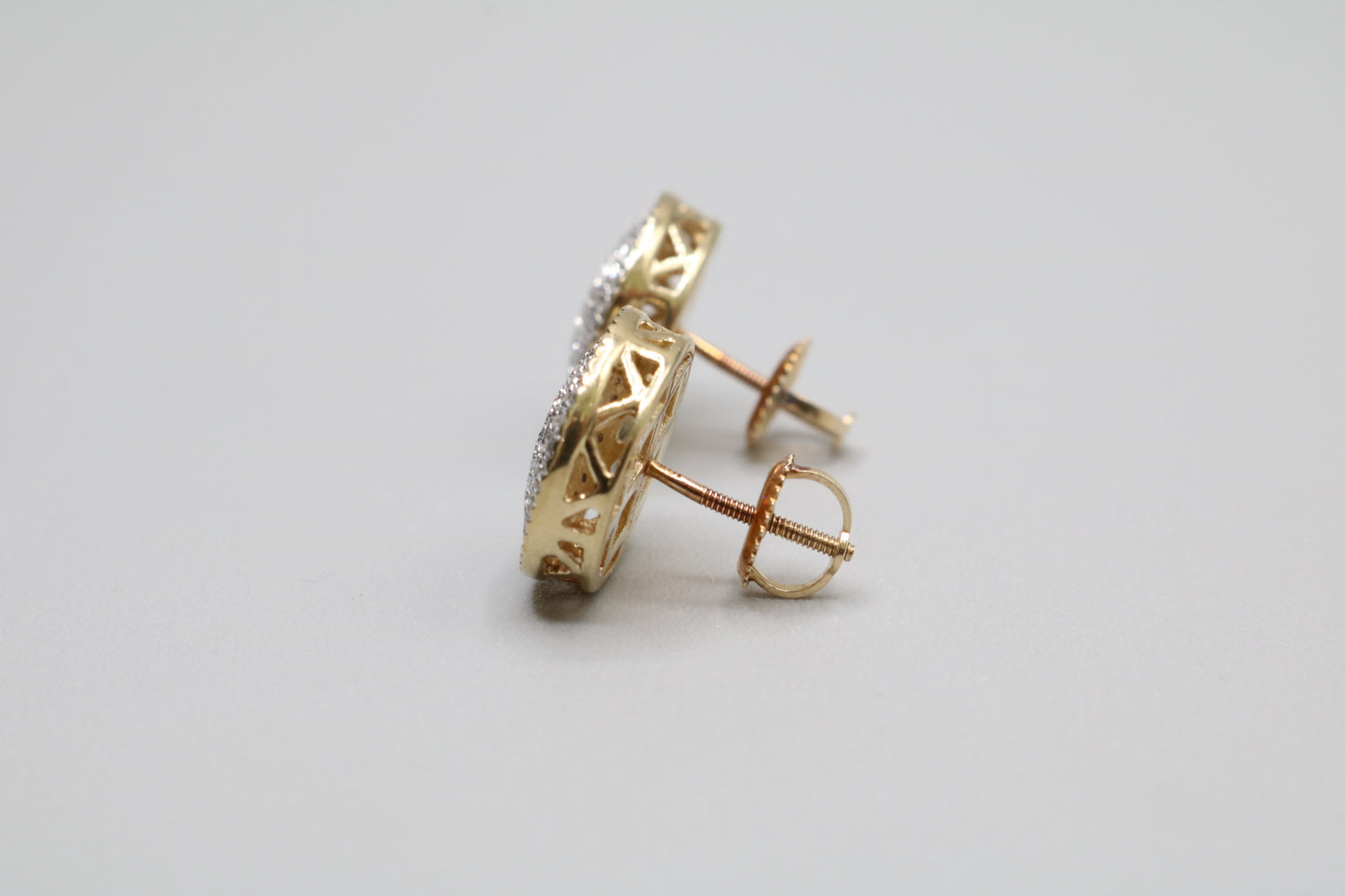 10K Yellow Gold Diamond Cluster Pair Of Earrings (3.6 Grams)