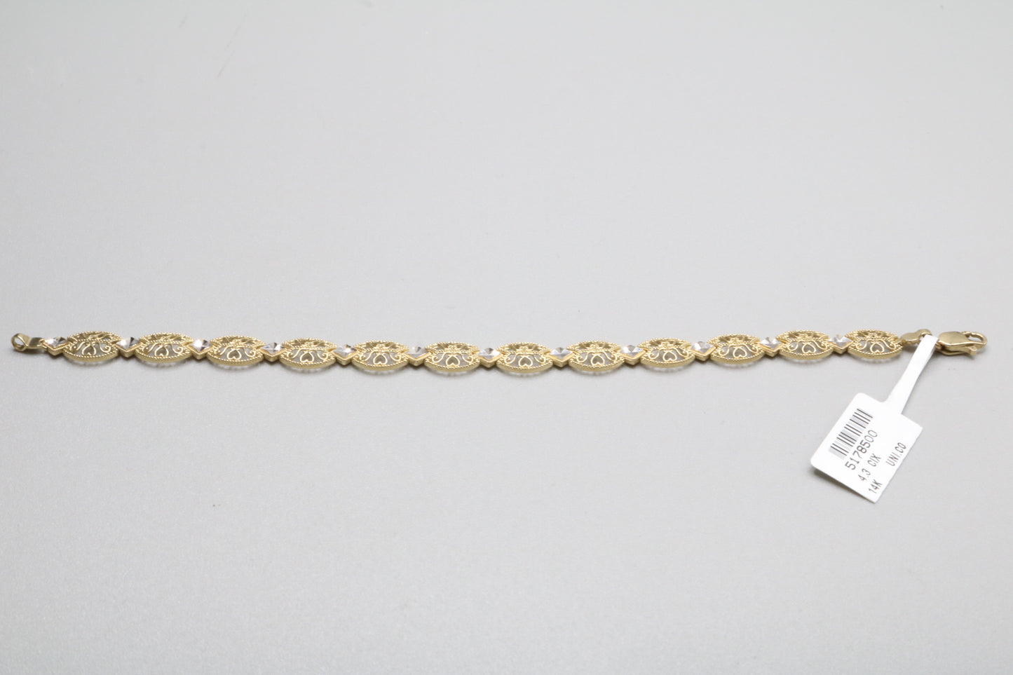 14K Two Tone Gold Ornate Bracelet (6 3/4 Inches)