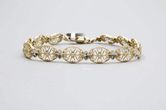 14K Two Tone Gold Ornate Bracelet (6 3/4 Inches)