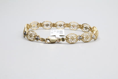 14K Two Tone Gold Ornate Bracelet (6 3/4 Inches)