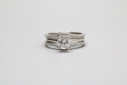 14K White Gold Wedding Ring Set (Size 7 1/2 & 1.24 CTW) (Local Pick-Up Only)