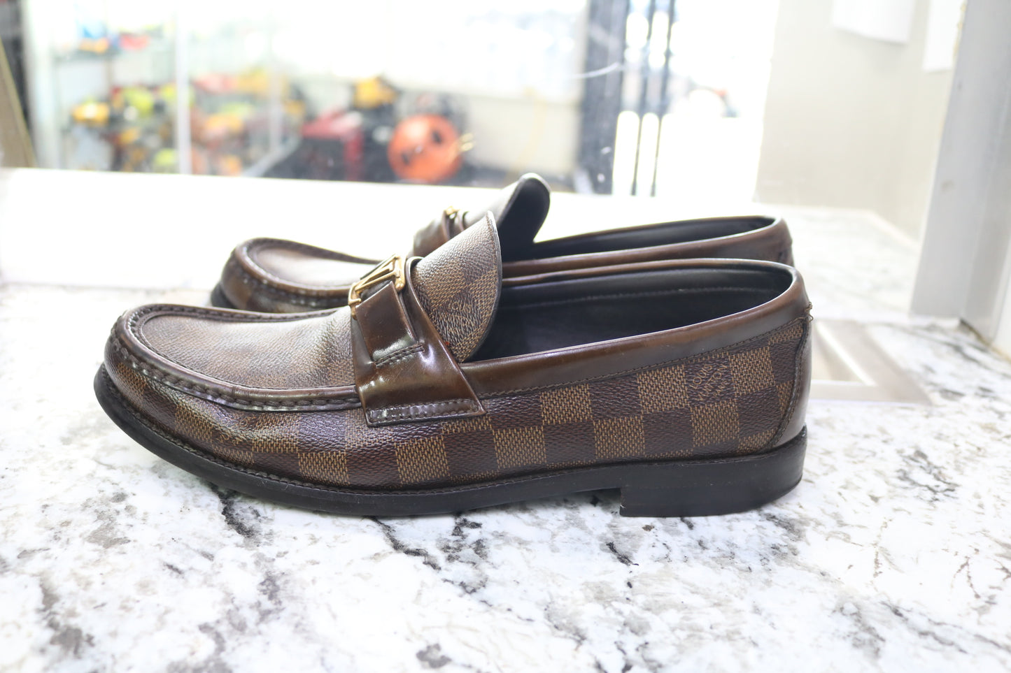 Louis Vuitton Men’s Damier Ebene Slip-On Loafers (Size 7)
