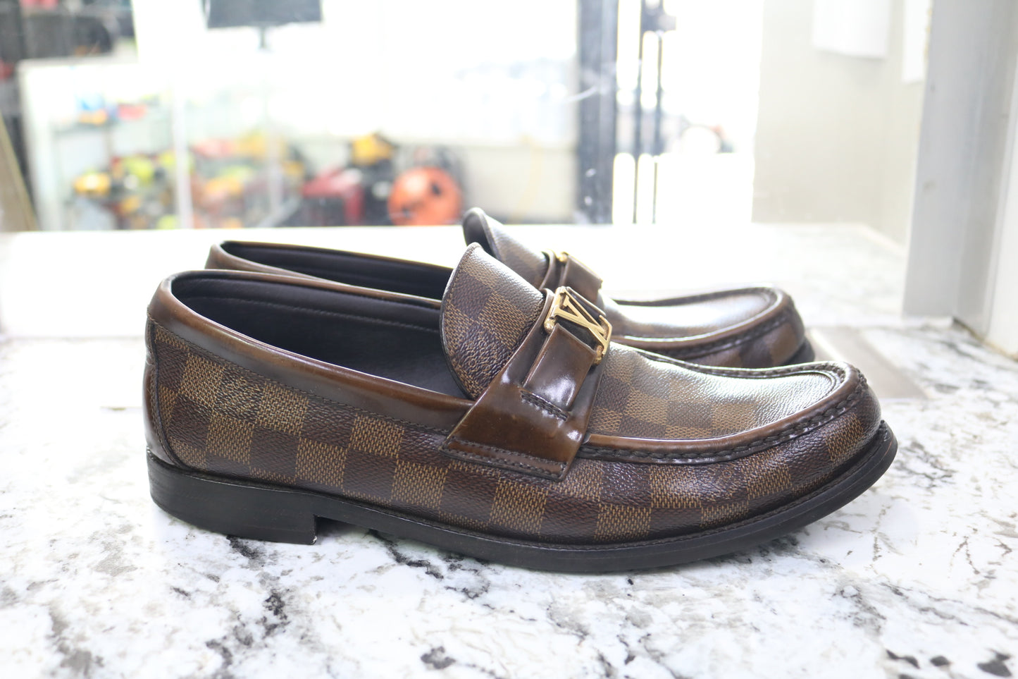 Louis Vuitton Men’s Damier Ebene Slip-On Loafers (Size 7)