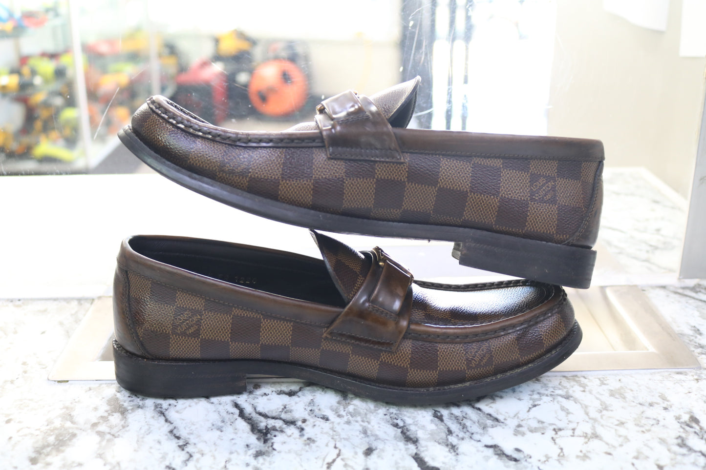 Louis Vuitton Men’s Damier Ebene Slip-On Loafers (Size 7)