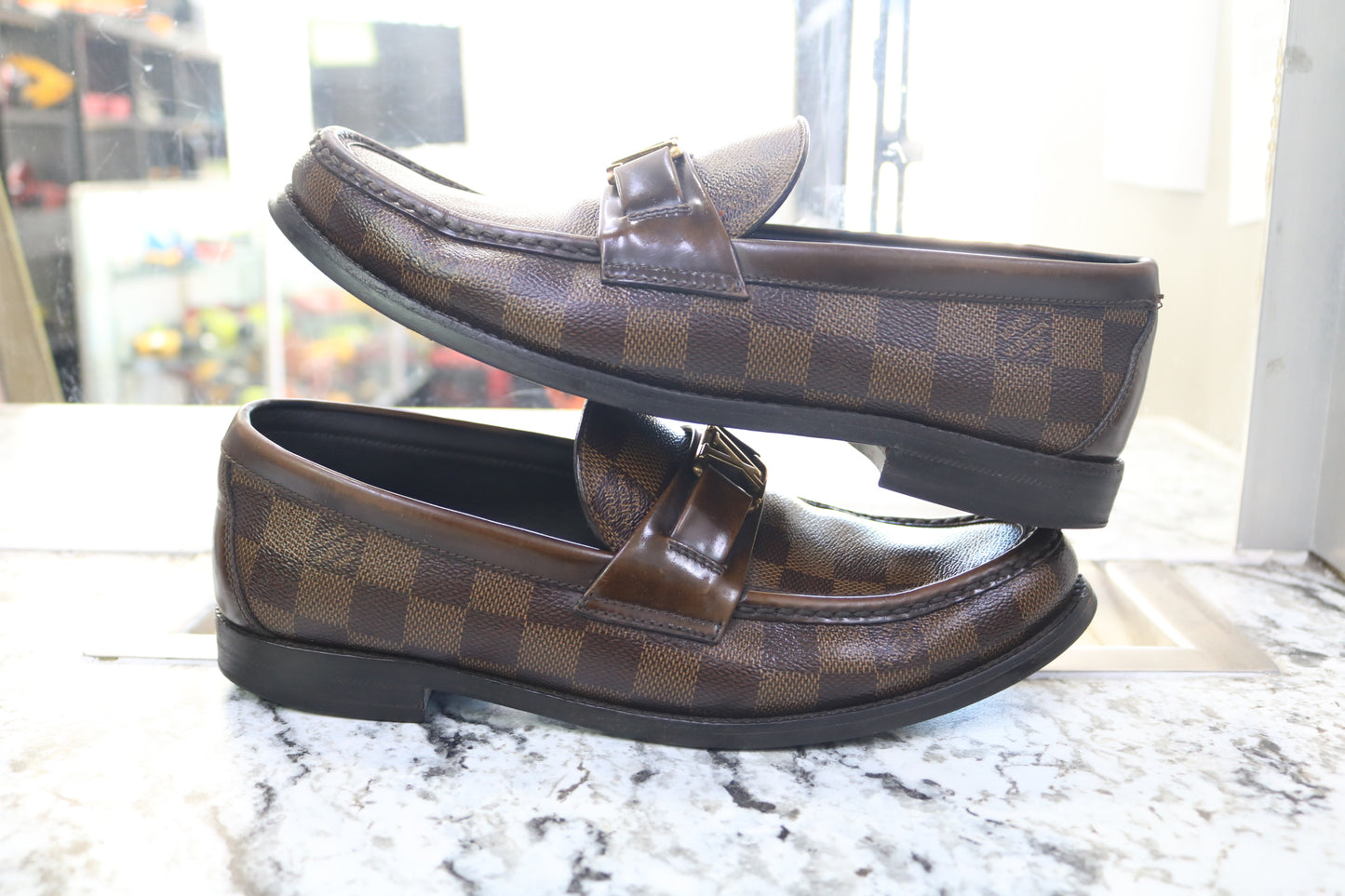 Louis Vuitton Men’s Damier Ebene Slip-On Loafers (Size 7)