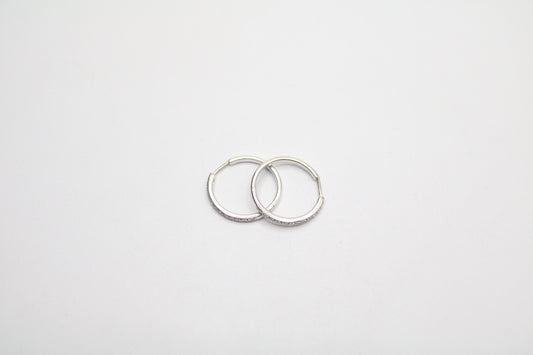 14K White Gold Hoop Diamond Earrings (6.5 Grams)