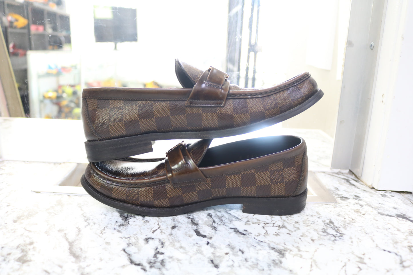 Louis Vuitton Men’s Damier Ebene Slip-On Loafers (Size 7)