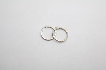 14K White Gold Hoop Diamond Earrings (4.5 Grams) (Clearance!!!)