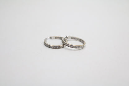 14K White Gold Hoop Diamond Earrings (4.5 Grams) (Clearance!!!)