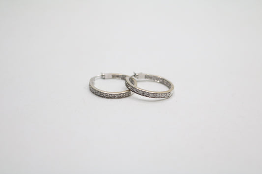 14K White Gold Hoop Diamond Earrings (4.5 Grams)