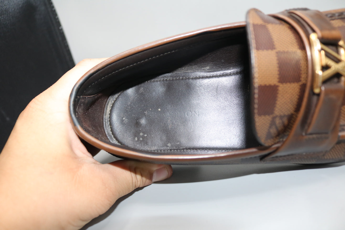 Louis Vuitton Men’s Damier Ebene Slip-On Loafers (Size 7)