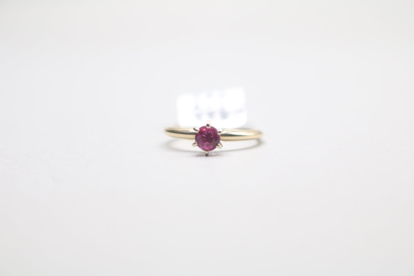 14k Authentic Yellow Gold Solitaire Ring W/Ruby Gemstone (Size 4 3/4)