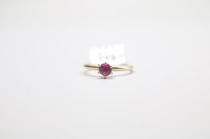 14k Authentic Yellow Gold Solitaire Ring W/Ruby Gemstone (Size 4 3/4)