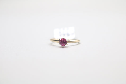 14k Authentic Yellow Gold Solitaire Ring W/Ruby Gemstone (Size 4 3/4)