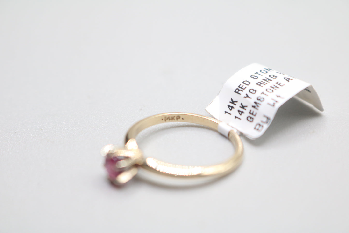 14k Authentic Yellow Gold Solitaire Ring W/Ruby Gemstone (Size 4 3/4)