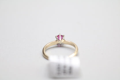14k Authentic Yellow Gold Solitaire Ring W/Ruby Gemstone (Size 4 3/4)