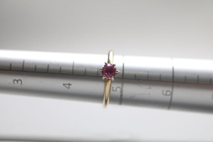 14k Authentic Yellow Gold Solitaire Ring W/Ruby Gemstone (Size 4 3/4)