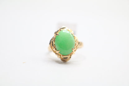 18k Yellow Gold Jade Cocktail Ring (Size 7)