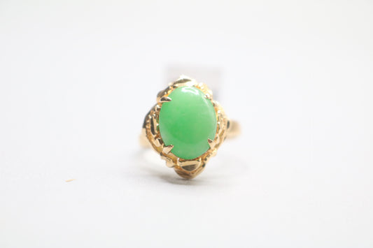 18k Yellow Gold Jade Cocktail Ring (Size 7)