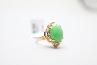 18k Yellow Gold Jade Cocktail Ring (Size 7)