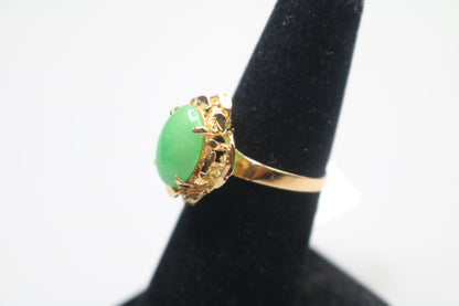 18k Yellow Gold Jade Cocktail Ring (Size 7)