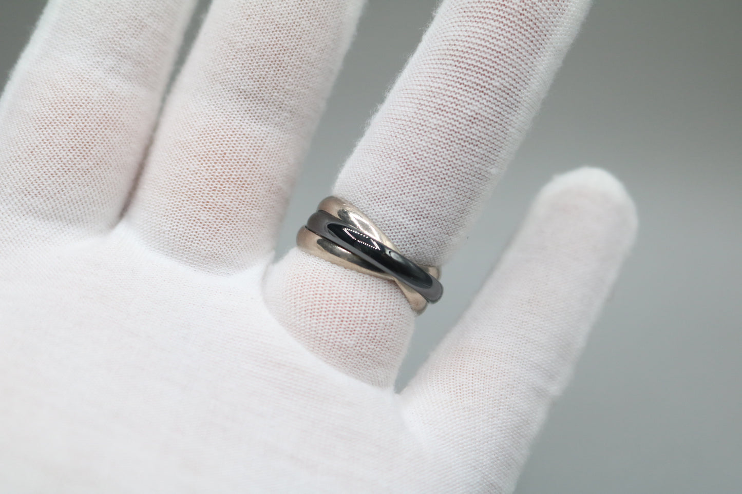 Cartier Trinity Ring White Gold and Ceramic (Size 65 or 11 & 1/4) (Local Purchase Only)