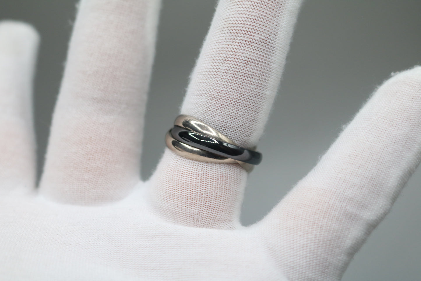Cartier Trinity Ring White Gold and Ceramic (Size 65 or 11 & 1/4) (Local Purchase Only)