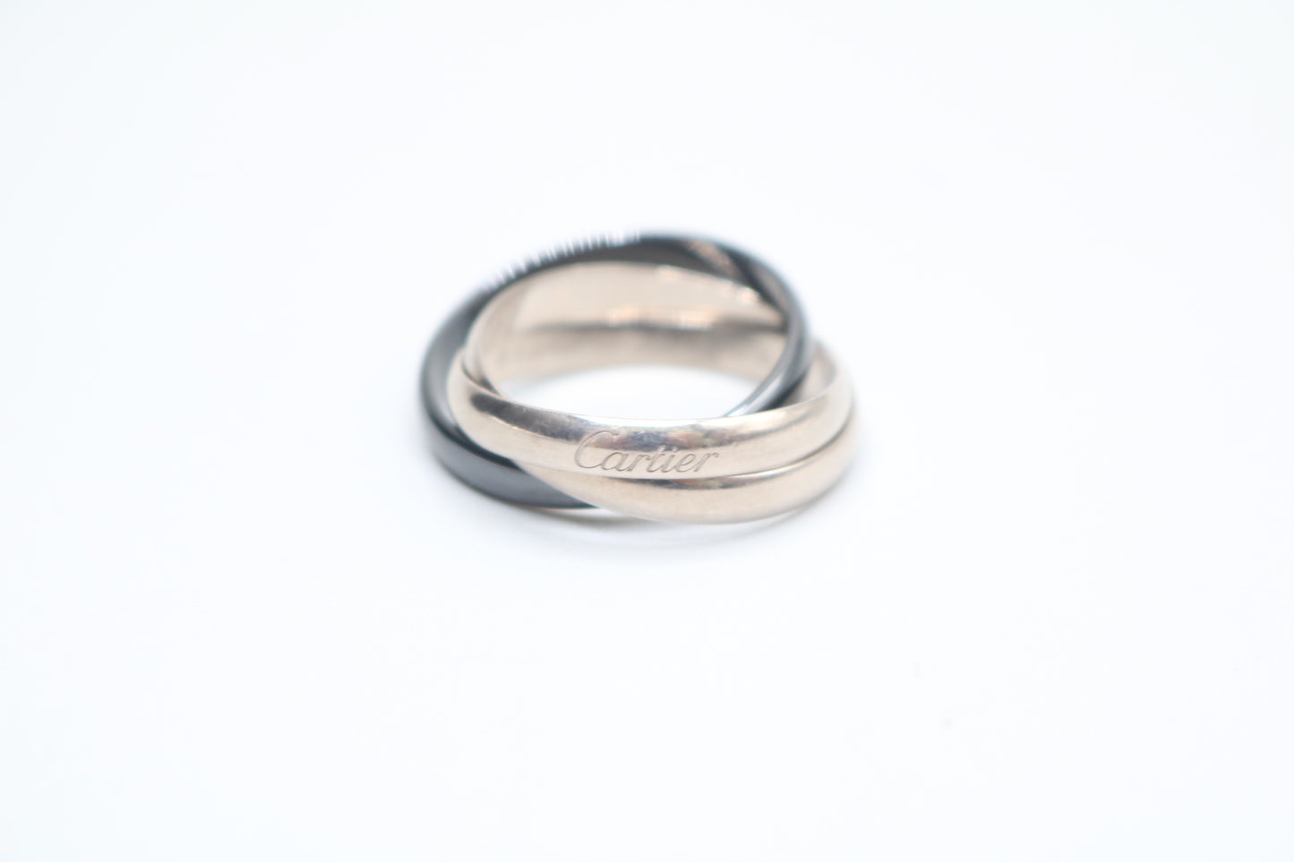 Cartier Trinity Ring White Gold and Ceramic (Size 65 or 11 & 1/4) (Local Purchase Only)