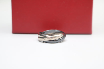 Cartier Trinity Ring White Gold and Ceramic (Size 65 or 11 & 1/4) (Local Purchase Only)