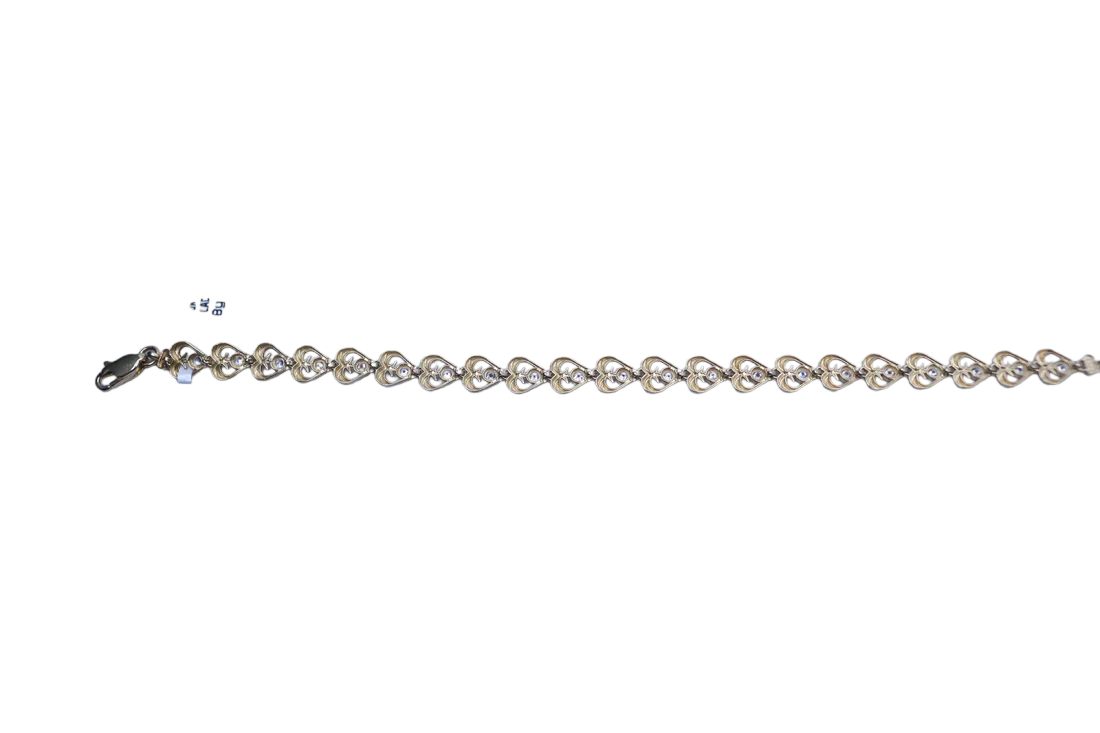 10k Yellow Gold Heart Fancy Lady's Bracelet w/clear stones (Length 7")