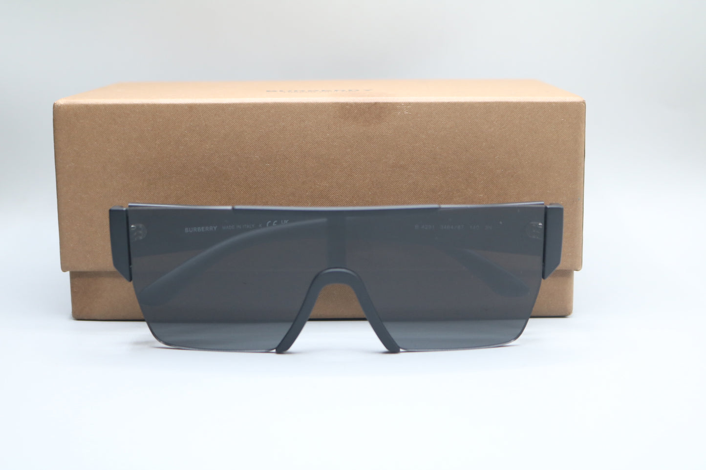 Burberry Sunglasses B4291 Matte Black Frames with Dark Grey Shield Lens