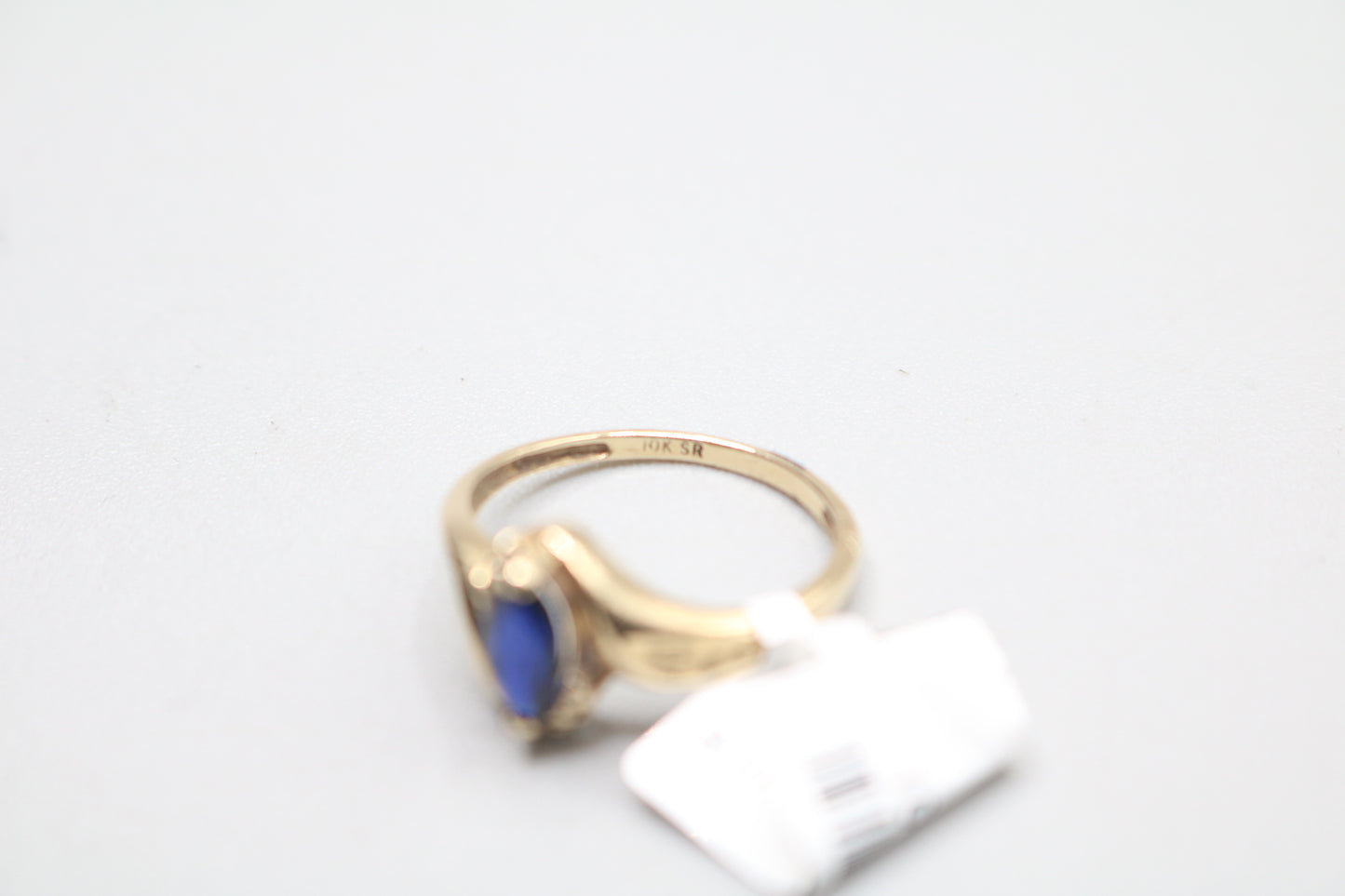 10k Yellow Gold Blue Stone Bypass Ring (Size 6 1/2)