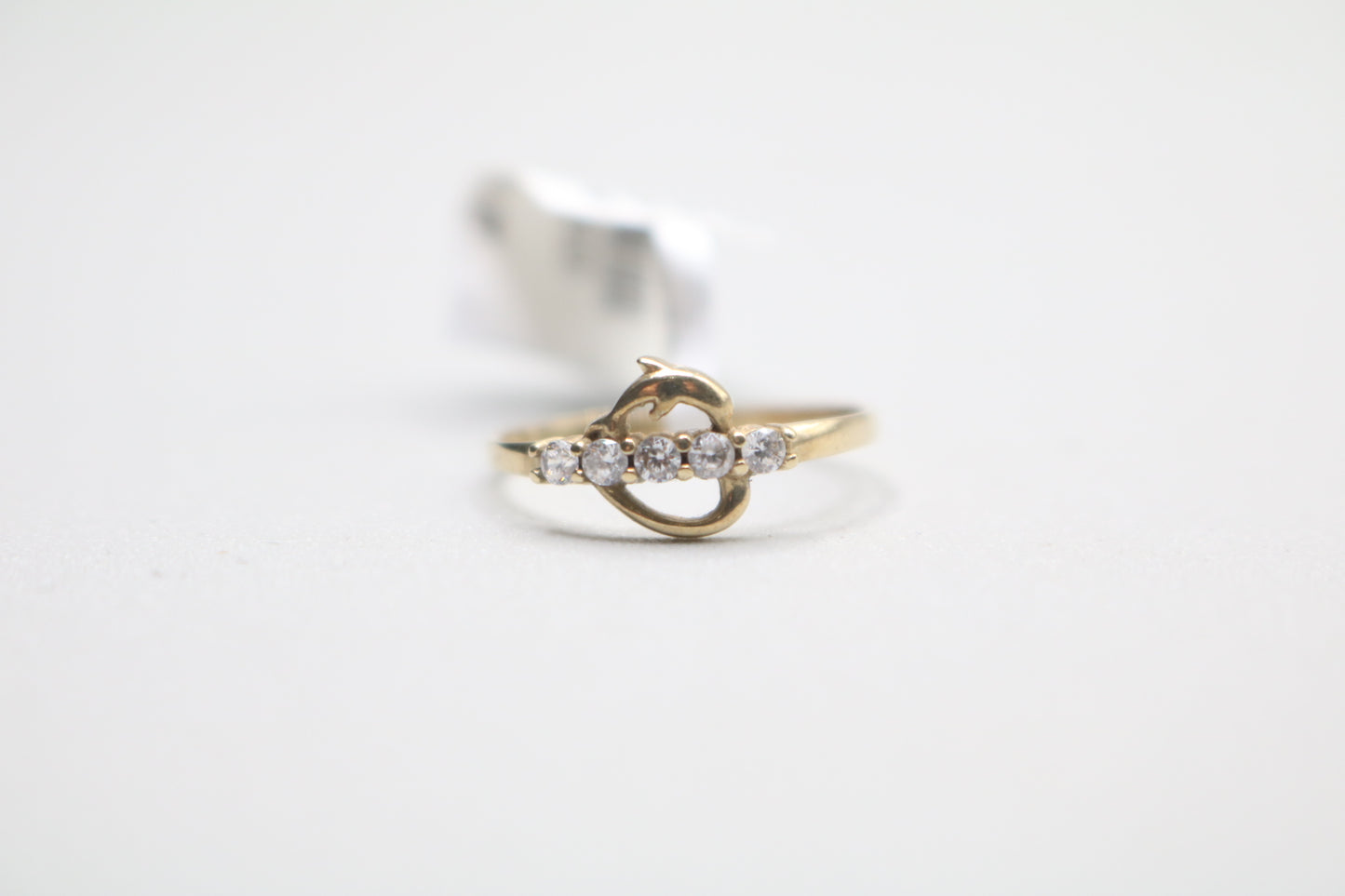 14k Yellow Gold Dolphin Heart Ring (Size 6 1/4)