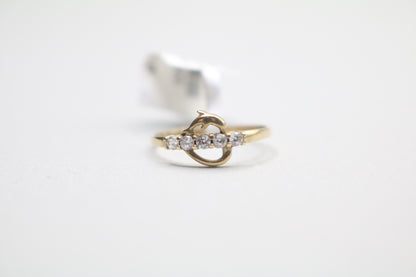 14k Yellow Gold Dolphin Heart Ring (Size 6 1/4)
