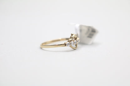 14k Yellow Gold Dolphin Heart Ring (Size 6 1/4)