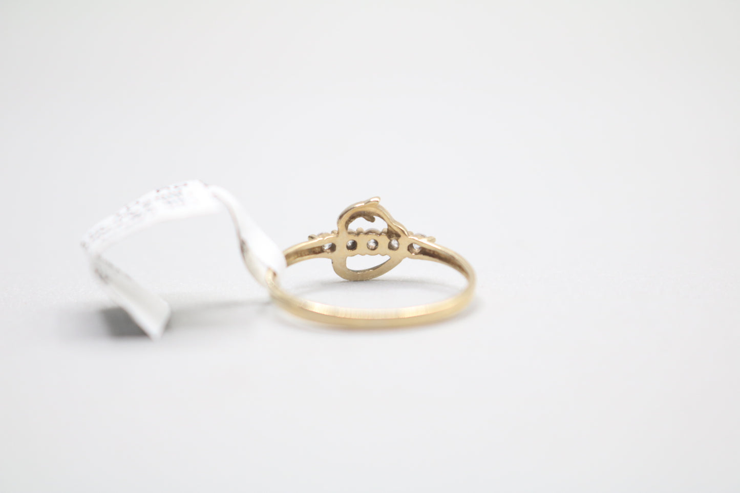 14k Yellow Gold Dolphin Heart Ring (Size 6 1/4)
