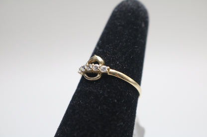 14k Yellow Gold Dolphin Heart Ring (Size 6 1/4)