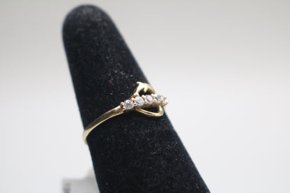 14k Yellow Gold Dolphin Heart Ring (Size 6 1/4)