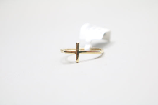 14k Yellow Gold Cross Band Ring (Size 6 1/2)