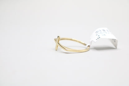 14k Yellow Gold Cross Band Ring (Size 6 1/2)