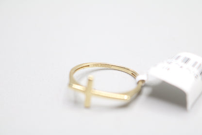14k Yellow Gold Cross Band Ring (Size 6 1/2)