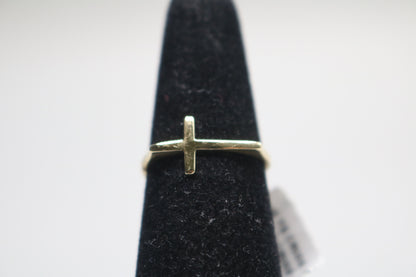 14k Yellow Gold Cross Band Ring (Size 6 1/2)